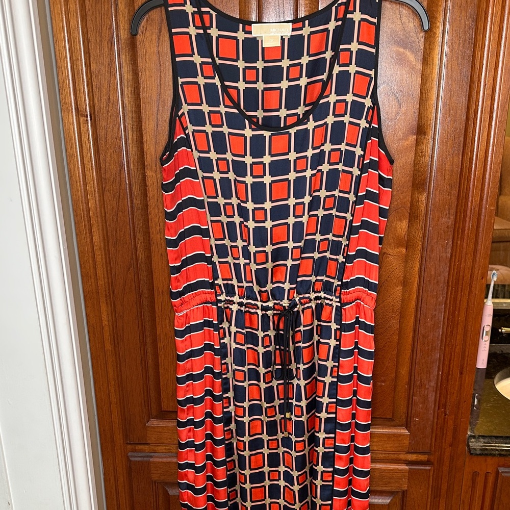 MICHAEL Michael Kors Red and Black Geometric Maxi Dress